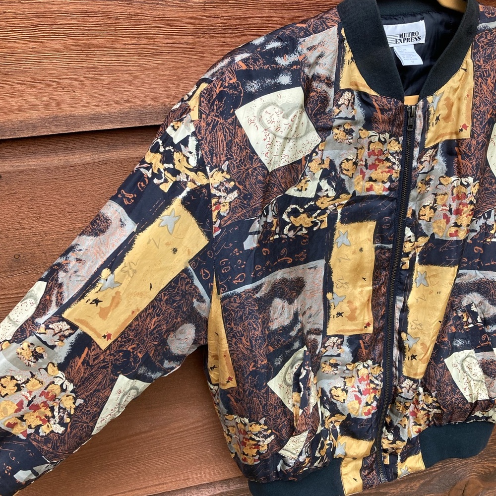 Silk Print Bomber Vintage Metro Express 80s/90s